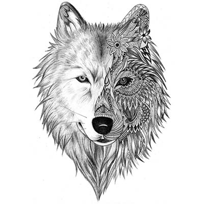 Wolf Design Water Transfer Temporary Tattoo(fake Tattoo) Stickers NO.11687